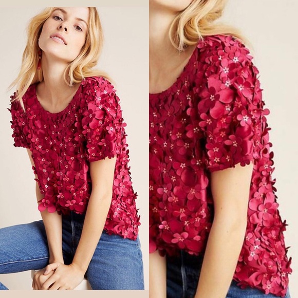NWT Anthropologie Rosemarie Textured Blouse Sz 2 - Picture 2 of 13